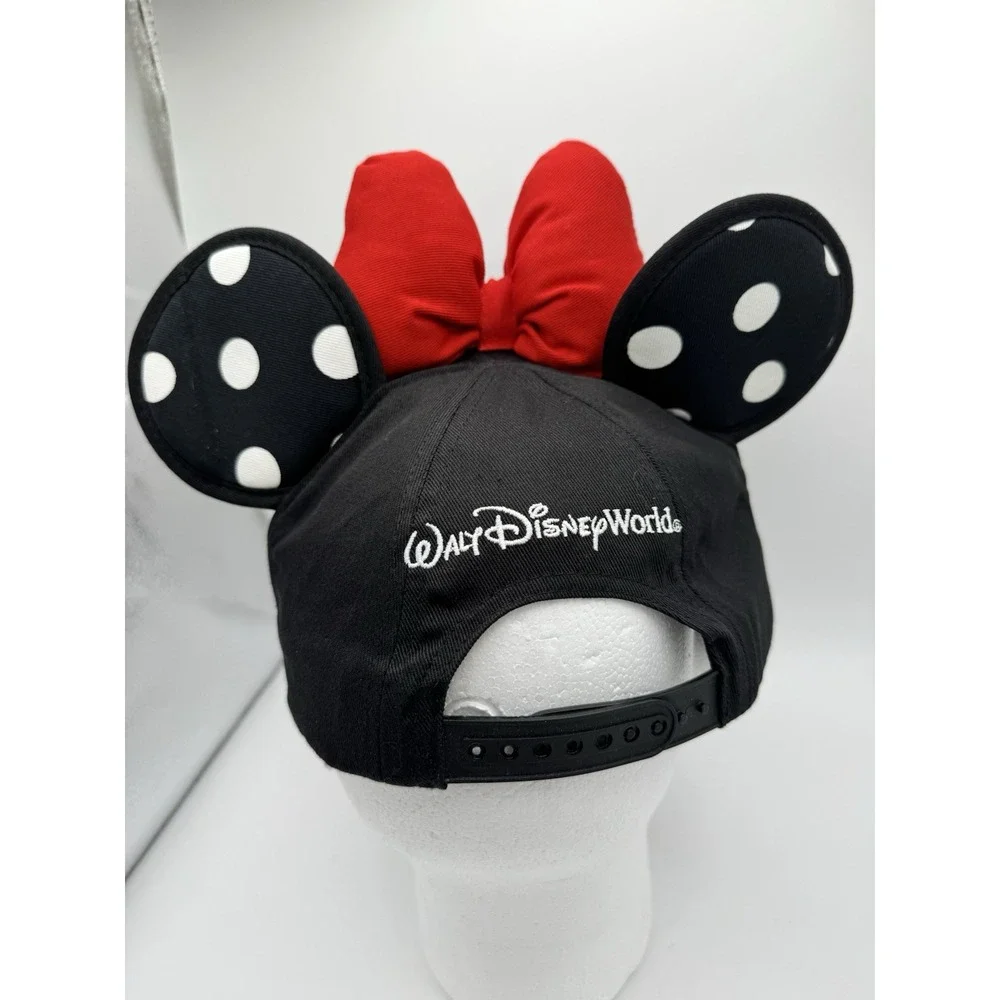 Disney Minnie Mouse Ear Hat Baseball Cap Polka Dot Red Bow Walt Disney World NWT
